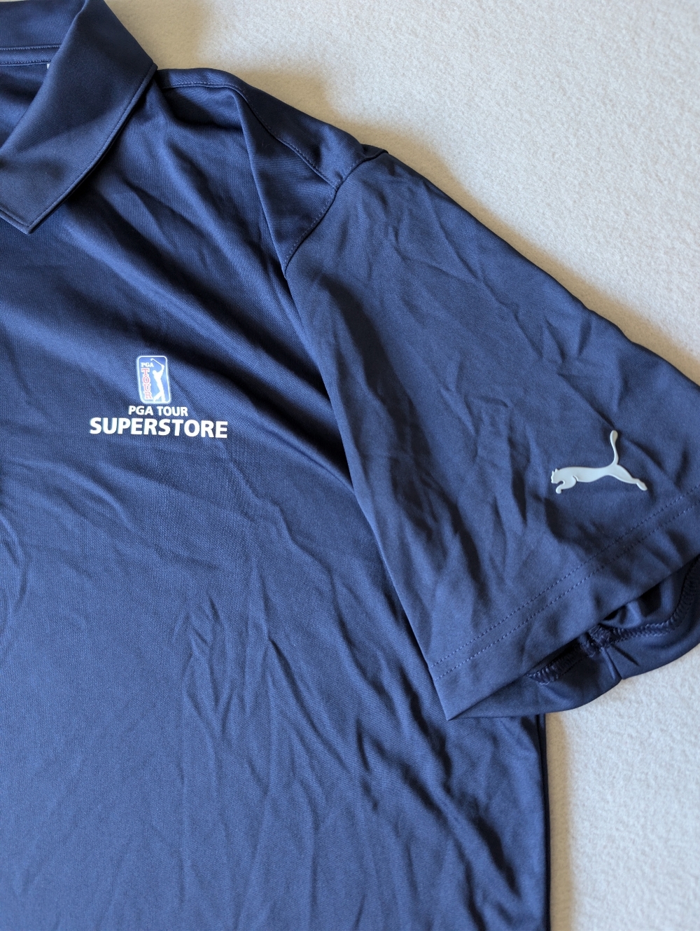 Mens Puma PGA Tour Superstore Golf Lightweight Polo Shirt Navy Blue XL image 2